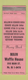 Matchbook Cover - Main Waffle House Dallas TX WEAR