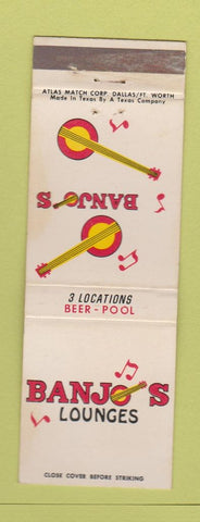 Matchbook Cover - Banjo's Lounges billiards Dallas TX