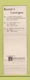 Matchbook Cover - Banjo's Lounges billiards Dallas TX