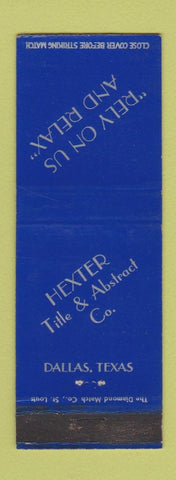 Matchbook Cover - Hexter Title Abstract Dallas TX