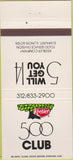 Matchbook Cover - Keebler 500 Club Elmhurst IL 30 Strike