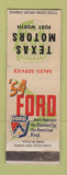 Matchbook Cover - 1954 Ford Fort Worth TX