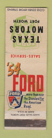 Matchbook Cover - 1954 Ford Fort Worth TX