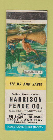 Matchbook Cover - Harrison Fence Dallas TX WORN WRITING