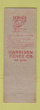 Matchbook Cover - Harrison Fence Dallas TX WORN WRITING