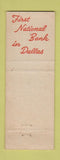 Matchbook Cover - 1st National Bank Dallas TX