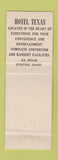 Matchbook Cover - Hotel Texas Fort Worth TX