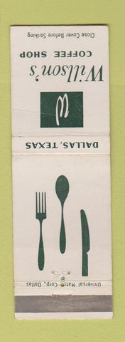 Matchbook Cover - Willson's Coffee Shop Dallas TX WEAR