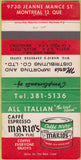 Matchbook Cover - Mario's Coffee Montreal QC 30 Strike