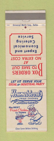 Matchbook Cover - Youngblood's Fried Chicken Arlington Austin Irving Lubbock TX