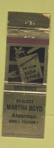 Matchbook Cover - Martha Boyd Alderman Election Jacksonville FL WEAR