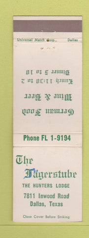 Matchbook Cover - The Fagerstube Dallas TX German Food WEAR