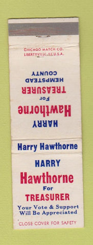Matchbook Cover - Harry Hawthorne For Treasurer Hempstead County AR WEAR