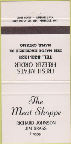 Matchbook Cover - The Meat Shoppe Maple ON 30 Strike
