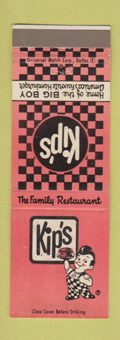 Matchbook Cover - Kip's Big Boy Hamburgers Dallas Fort Worth TX Houston
