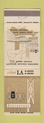 Matchbook Cover - Lucas Restaurant Dallas TX