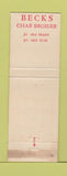 Matchbook Cover - Becks Char Broiler Dallas TX Hamburgers