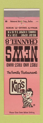Matchbook Cover - Kip's Big Boy Hamburgers Channel 8 Dallas TX Fort Worth