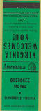 Matchbook Cover - Perkins Americana Cherokee Motel Cloverdale VA Green