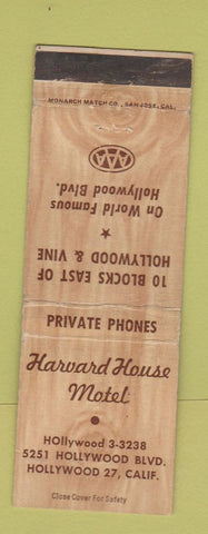 Matchbook Cover - Harvard House Motel Hollywood CA