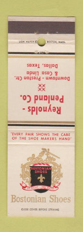 Matchbook Cover - Bostonian Shoes Reynolds Penland Dallas TX