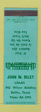 Matchbook Cover - John Riley Loans Dallas TX