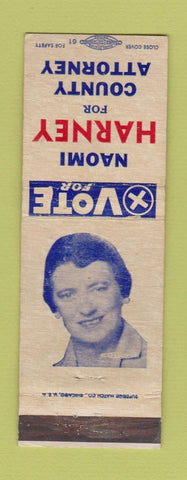 Matchbook Cover - Naomi Harney for County Attorney Potter Amarillo TX