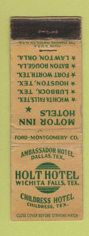 Matchbook Cover - Hotel Hotel Wichita Falls TX WORN