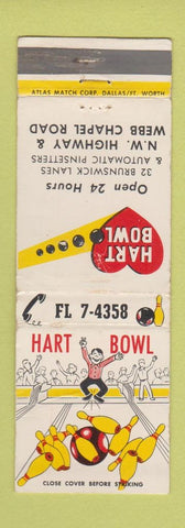 Matchbook Cover - Hart Bowling Dallas TX WORN
