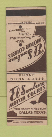Matchbook Cover - El Sombrero Motor Courts Dallas TX