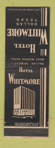 Matchbook Cover - Hotel Whitmore Dallas TX