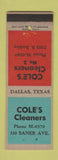 Matchbook Cover - Cole's Cleaners Dallas TX