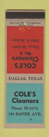 Matchbook Cover - Cole's Cleaners Dallas TX