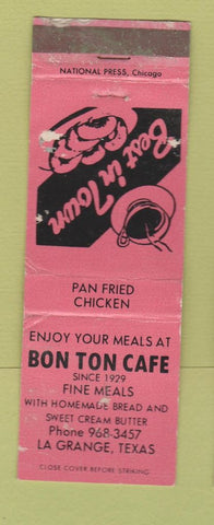 Matchbook Cover - Bon Ton Cafe La Grange TX WORN