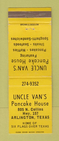 Matchbook Cover - Uncle Van's Pancake House Arlington TX
