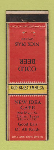 Matchbook Cover - New Idea Cafe Dallas TX