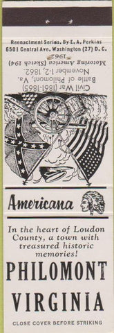Matchbook Cover - Perkins Americana Civil War Philomont VA White