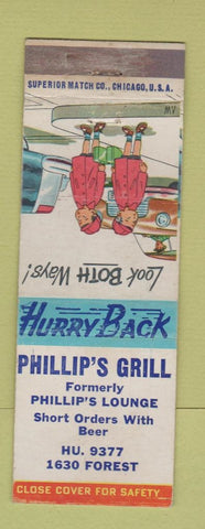 Matchbook Cover - Phillip's Grill NO TOWN