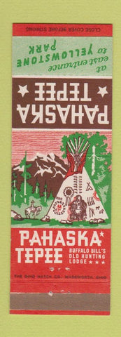 Matchbook Cover - Pahaska Tepee Yellowstone Park Buffalo Bill's Lodge