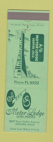 Matchbook Cover - AG Motor Lodge Denver Colorado Colfax