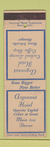 Matchbook Cover - Argonaut Hotel Denver Colorado Colfax