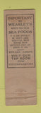 Matchbook Cover - Wearley's Seafood Washington DC WORN