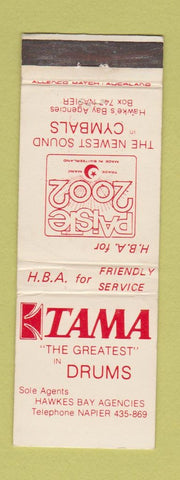 Matchbook Cover - Tama Drums New Zealand Hakes Bay Napier WEAR