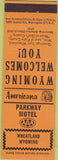 Matchbook Cover - Perkins Americana Parkway Motel Wheatland WY Orange