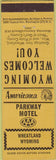 Matchbook Cover - Perkins Americana Parkway Motel Wheatland WY Yellow