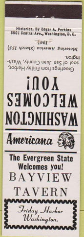 Matchbook Cover - Perkins Americana Bayview Tavern Friday Harbor WA White