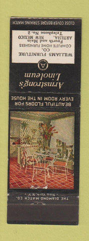 Matchbook Cover - Armstrong's Linoleum Artesia NM low phone # Williams Furniture