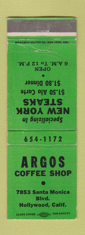 Matchbook Cover - Argo's Coffee Shop Hollywood CA WEAR