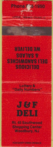 Matchbook Cover - J and F Deli Woodbury NJ