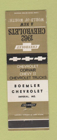 Matchbook Cover - 1962 Chevrolet Boemler Imperial MO